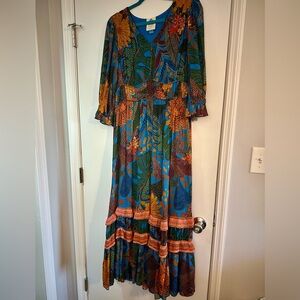 FARM Rio Vibrant Blue and Green Maxi Dress